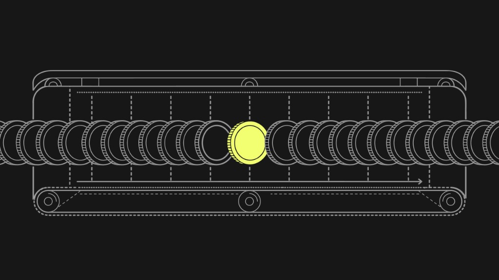 Abstract conveyor workflow with highlighted token—AI-powered workflow automation systems
