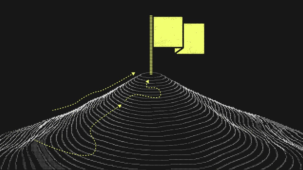 Challenges in business process management—data mountain with yellow summit paths
