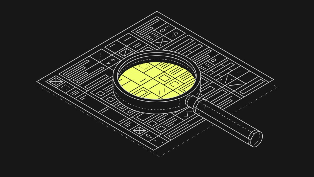 Intelligent document processing for insurance, magnifying glass over document grid