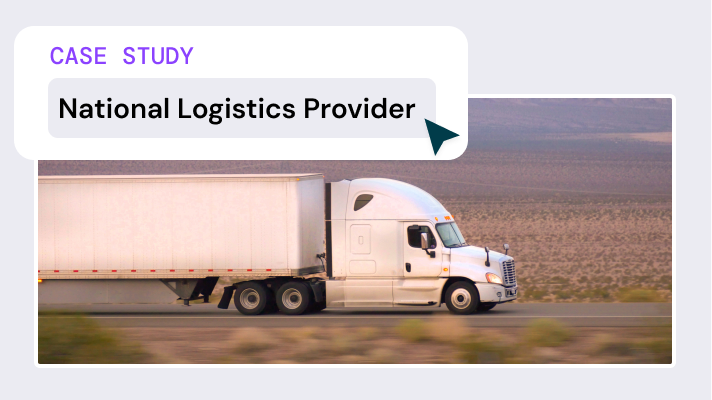 Image of single semi truck driving on a highway with text National Logistics Provider Case Study