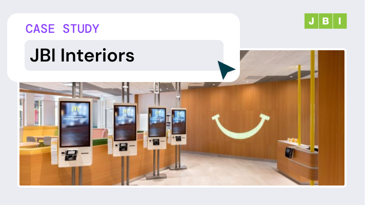 Image of interior order kiosks with text JBI Interiors Case Study